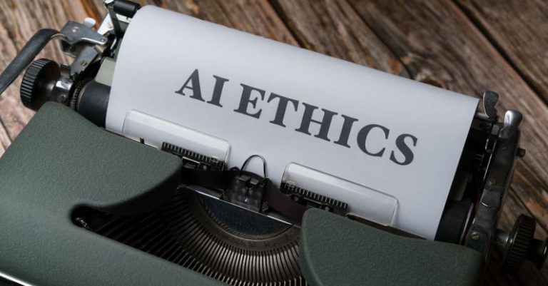 Surveillance Ethics - A typewriter with the word ethics on it