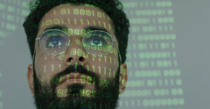 Digital Identity - Man With Binary Code Projected on His Face