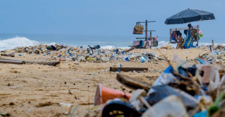 Ocean Plastic - Piles Of Garbage By The Shore