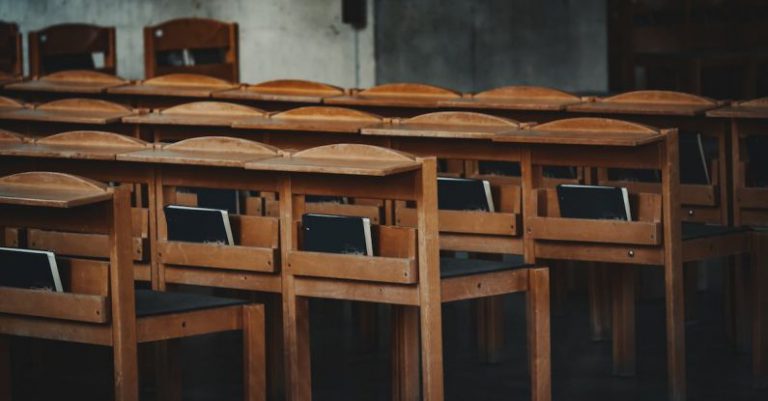 VR Classroom - Empty chairs in a church