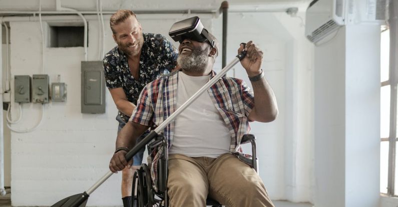 VR Gaming - Man paddling while wearing Virtual Reality Glasses