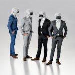 Augmented Human - a group of three men in suits and masks