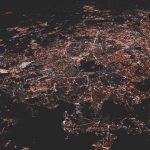 5G Network - lighted city at night aerial photo