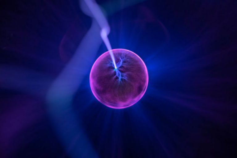 Tesla Coil - pink and blue ball wallpaper